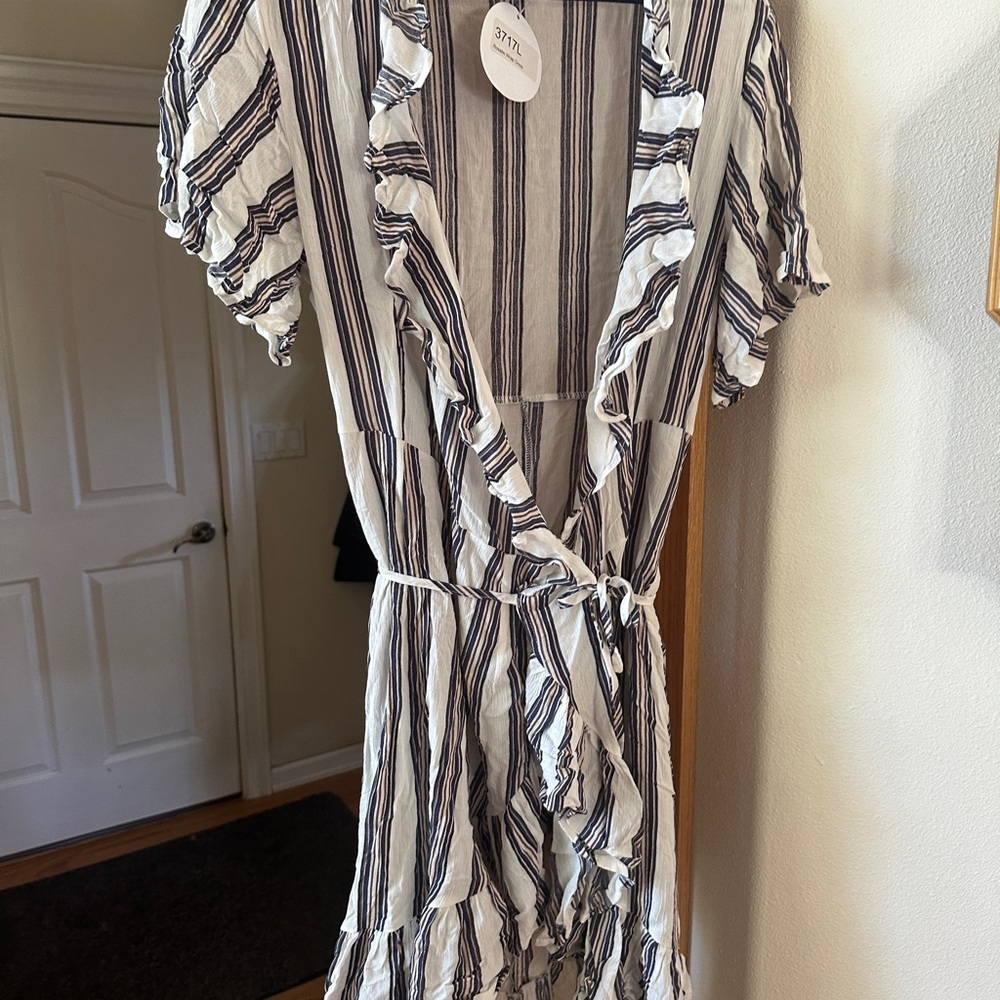 Elegant Striped High Low Dress